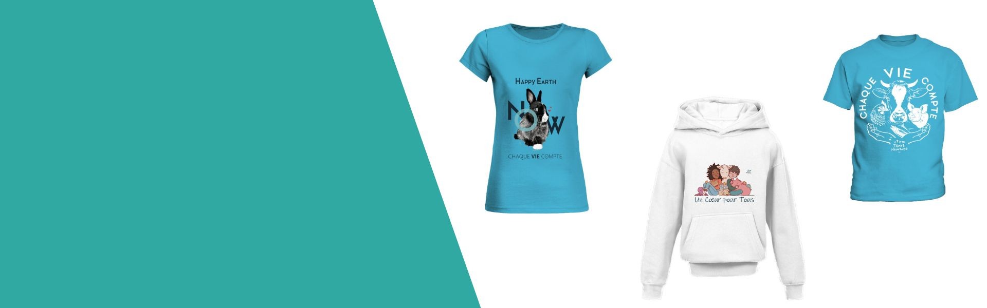 Nouveautés : vêtements & accessoires Terre Heureuse pour défendre le droit des animaux !